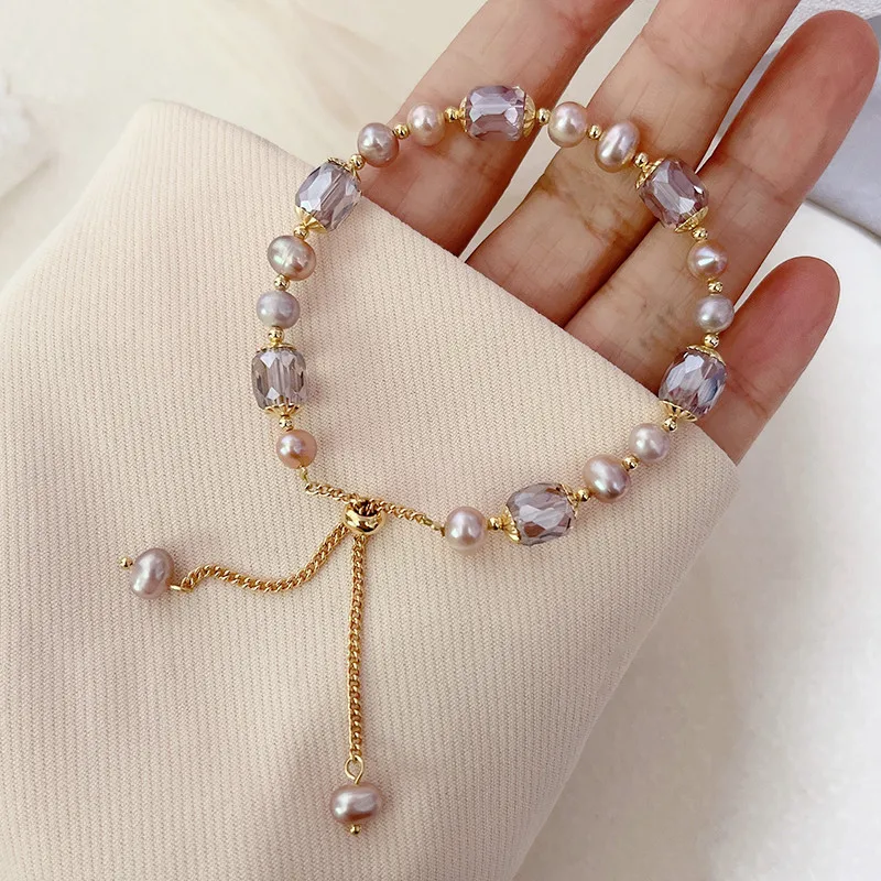 Hot Sale High Quality Natural Freshwater Pearl Bracelet Girls Fashion Design Crystal Summer Pearl Bracelet