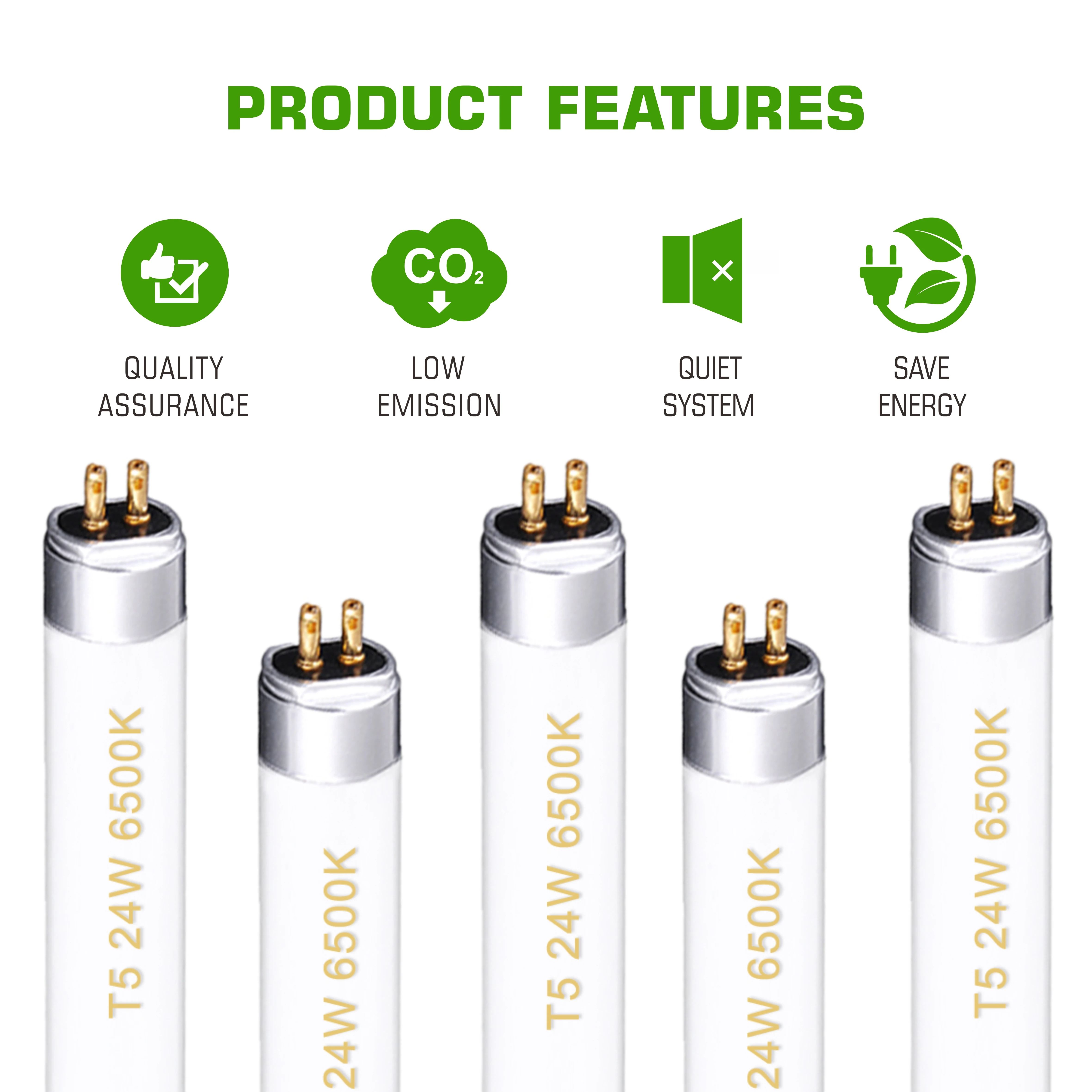 T5 Fluorescent Grow Light 2FT 24W 2-Light Reflector Fixture HO Bulbs Included for  Indoor Plants Growing T5 Grow Lights Fixtures