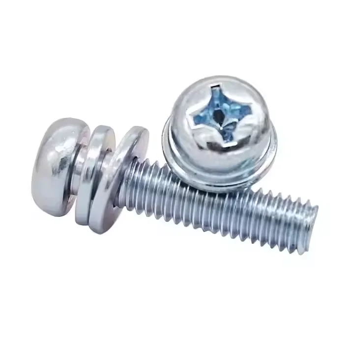 Grade Class 4.8 8.8 10.9 12.9 Carbon Steel Blue Yellow White Galvanized GL Cross Recessed Round Head Screw Assembled With Washer