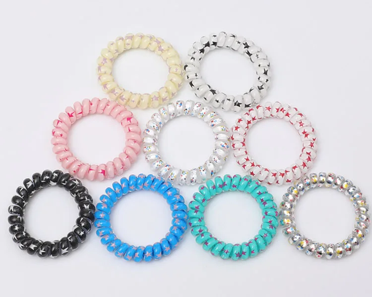 Wholesale Candy Colorful Telephone Wire Hair Ties Set for Women Girls Kids