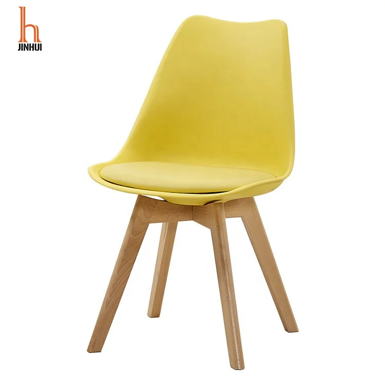 Wholesale cheap price high quality colored cafe plastic  children  chairs tulip hard pp dining chair with beech wood legs