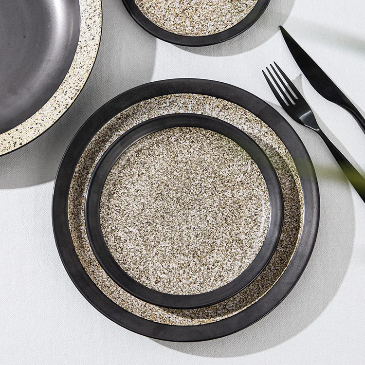 P&T Homeware OEM Customized Luxury Nordic Matte Glaze Porcelain Ceramic Kitchen Utensil Plate Dish Bowl Dinner Dinnerware Set