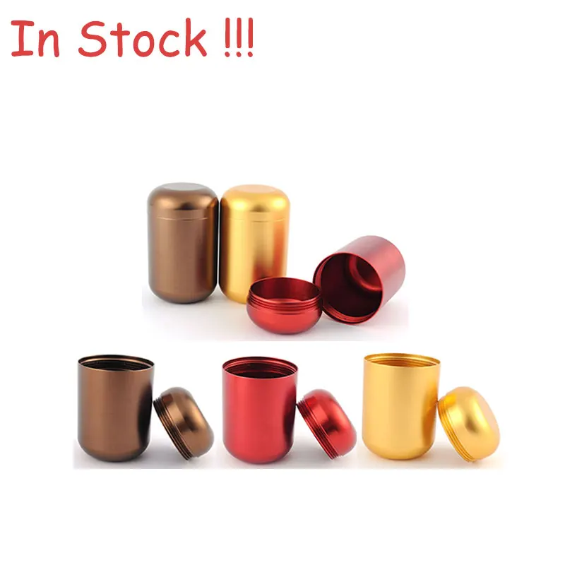 Factory stock wholesale Custom High Quality Aluminium Alloy Storage Jar 44*72mm Sealed Color Smoking Tobacco Storage Jar