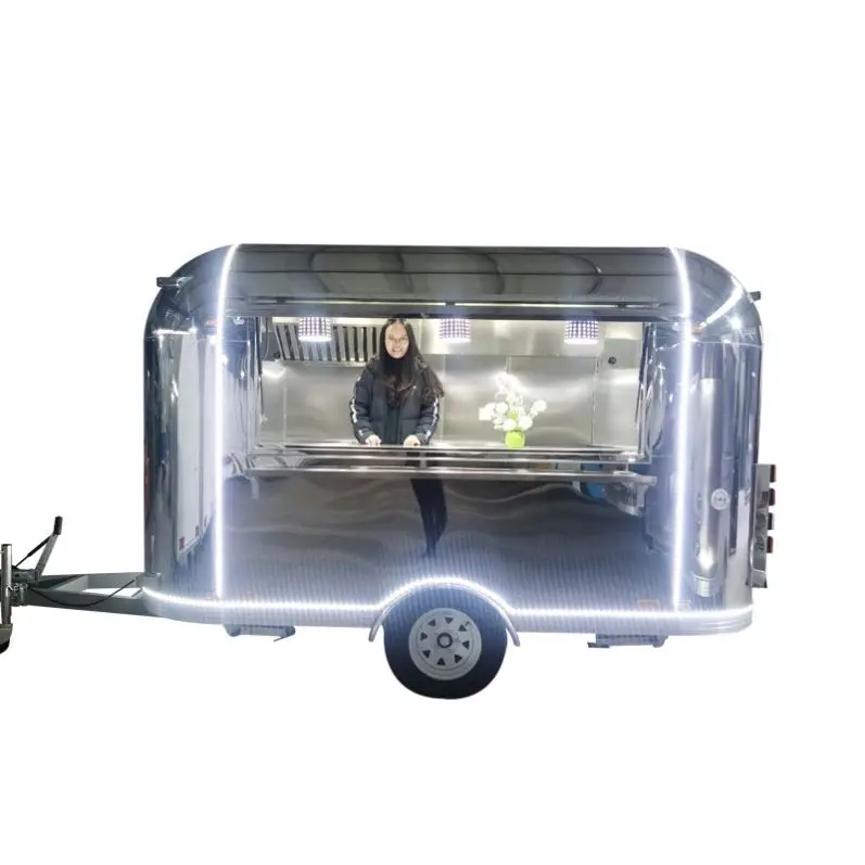 Chinese provider Commercial Airsteam Mobile Fast Food Trailer stainless Steel Food Trailer
