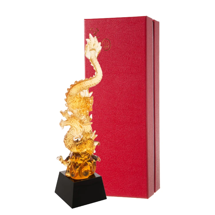 Jadevertu liuli Amber Chinese Dragon award trophy custom for Celebrity leading crystal plaque award