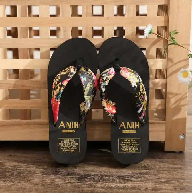 Beach Slope Heel Slipper Silk Strap Sandals Cheap Eva Outdoor Wedge Flip Flops for Women