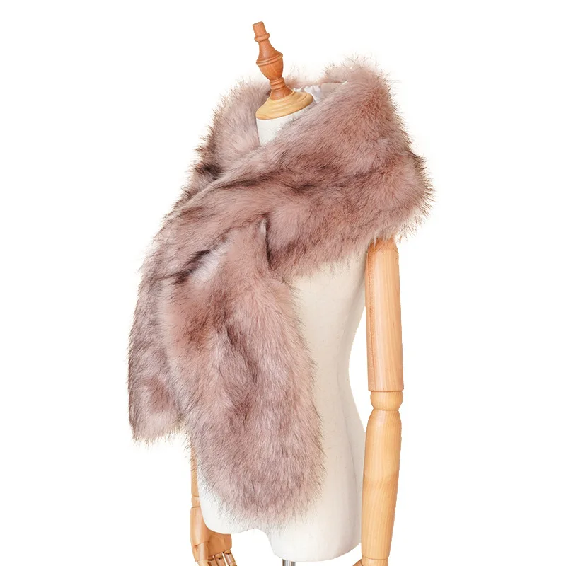 2022 Fashion  Women Imitation  Fox Fur Scarf  Black Winter Warm Shawls  Fur collar Plush Scarf