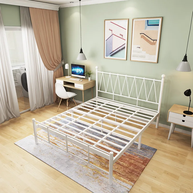 Nordic Modern Minimalist High quality steel hotel bedroom furniture set king size adult double bed