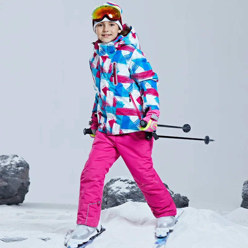 Snowboarding Jacket+Pant Boys Girls Windproof Warm Outdoor Sports Snow Suits Ski Kids Set Winter Jacket Snowboarding