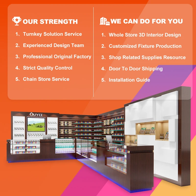 Retail Dispensary Furniture Smoke Shop Showcase Display Cases Tobacco Shop Display Furniture for Smoke Shop