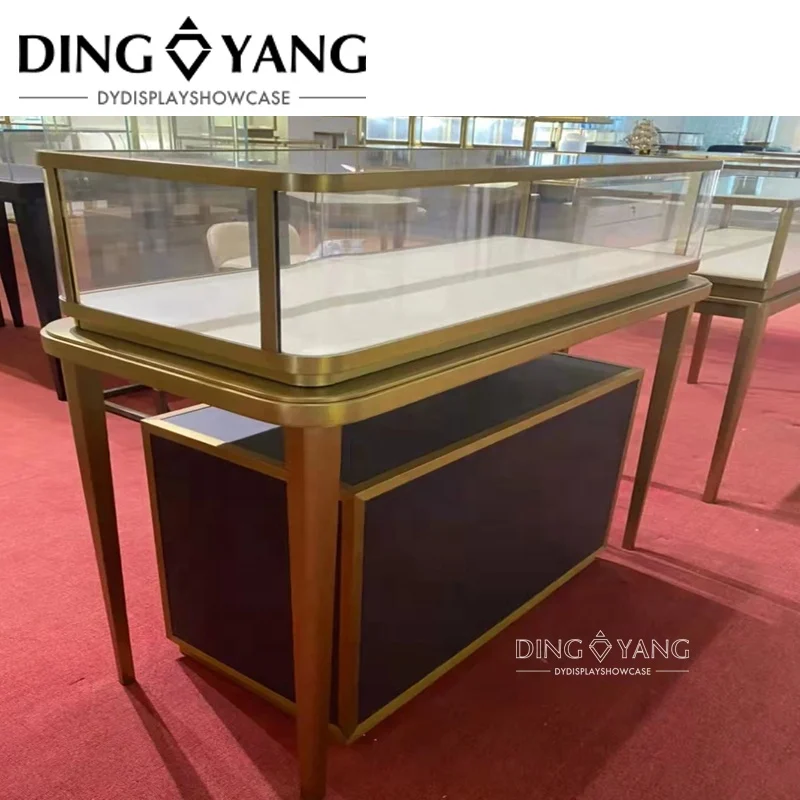 Wholesale Antique Gold Black Glass Jewelry Showcases ,Jewelry Display Glass Showcase , One Stop Shop Fittings Solution