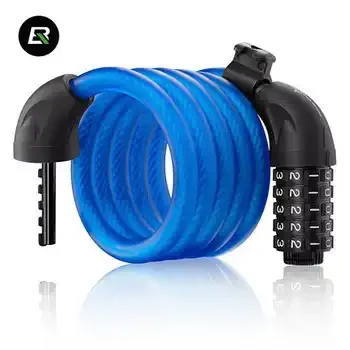ROCKBROS 1.5m Long Safety 5 Digit Code Combination Steel Bike Bicycle Cable Chain Lock