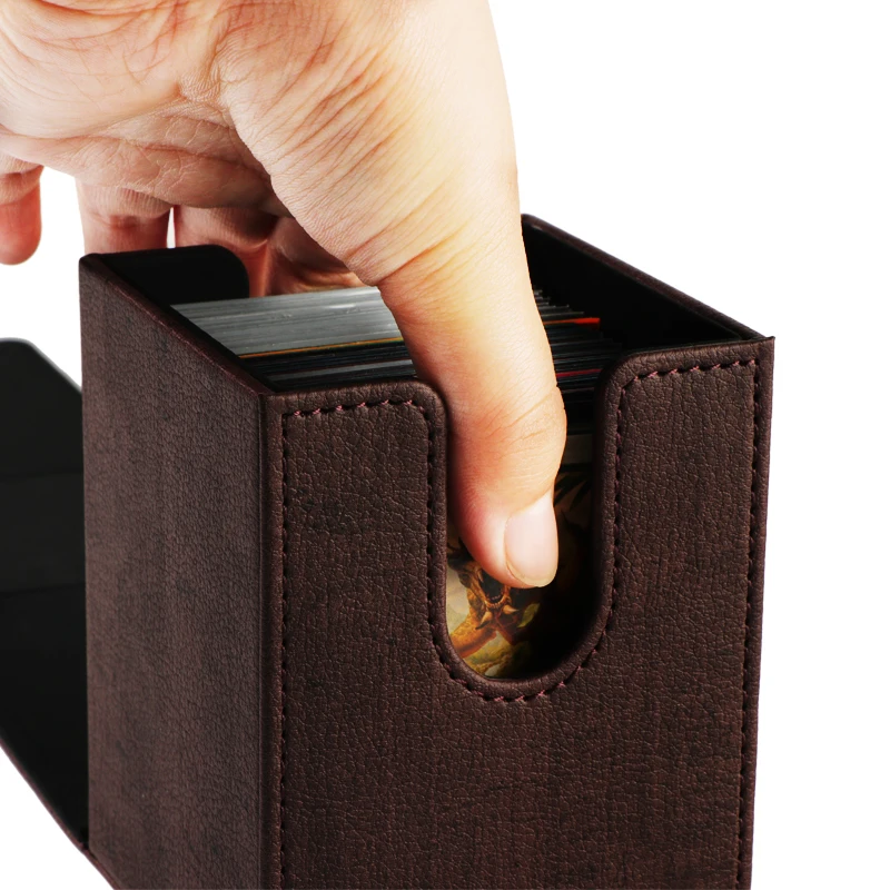 Pu Leather Board Game Accessories Products Storage Flip Deck Box Leather Card Square Stamping Collecting Card Accept CN;GUA