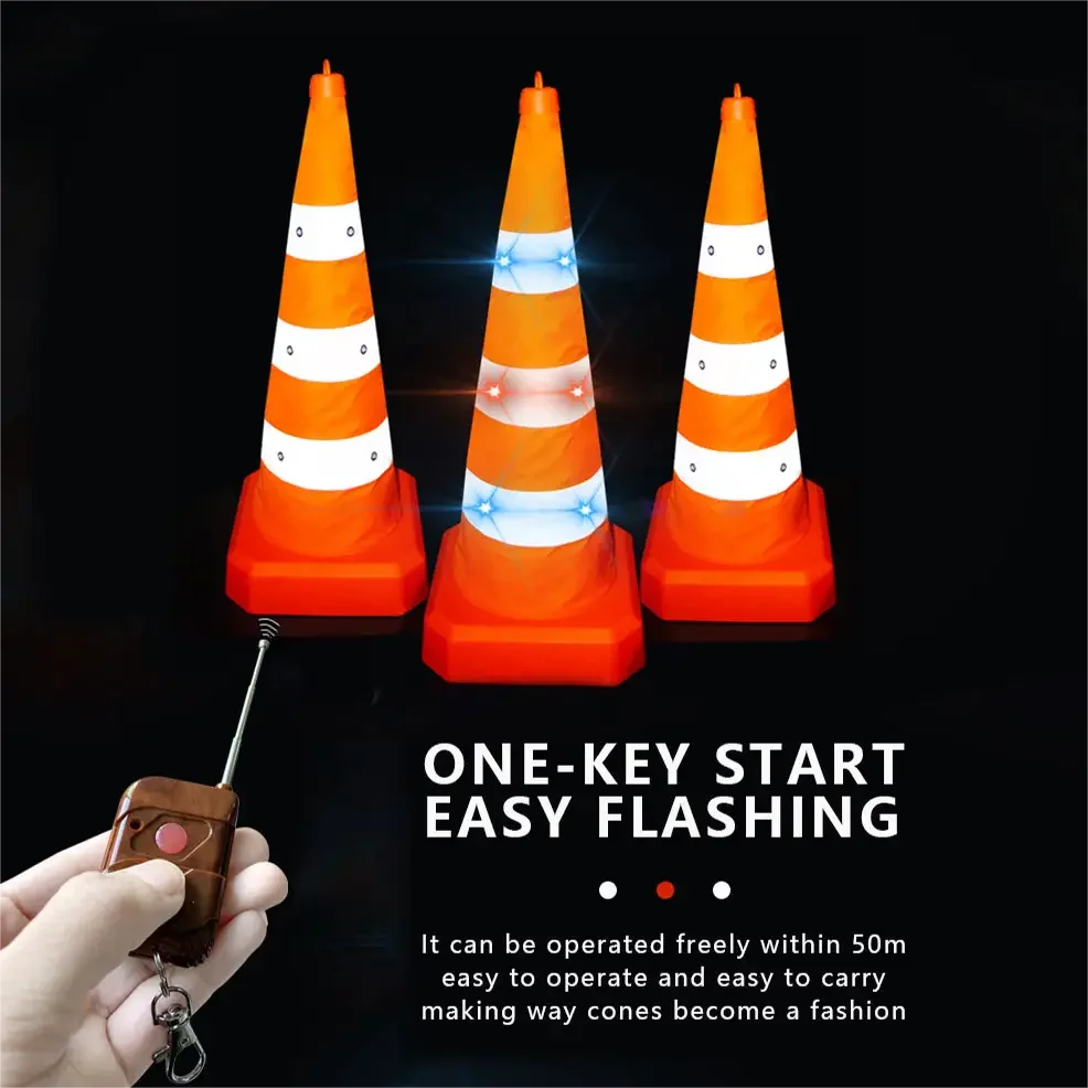 Custom Telescopic Traffic Cones Collapsible Retractable Remote Control Traffic Cone Roadway Safety Traffic Warning Cone