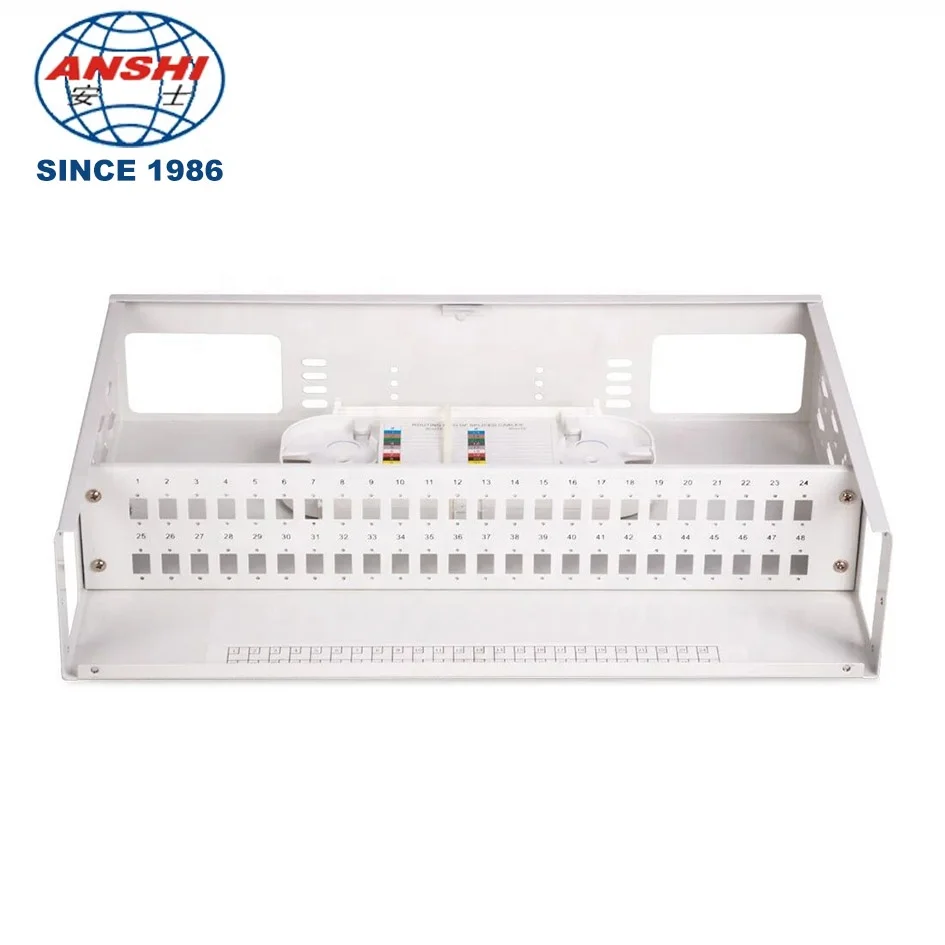 ANSHI 19 Inch Fiber Distribution Frame 24/48 Port  Fiber Optic Patch Panel