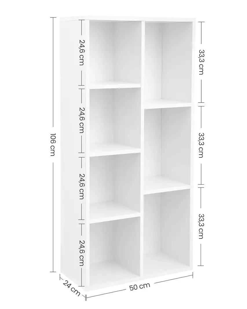 Оптовая книжная полка с 7 отсеками 50x24x106 см
