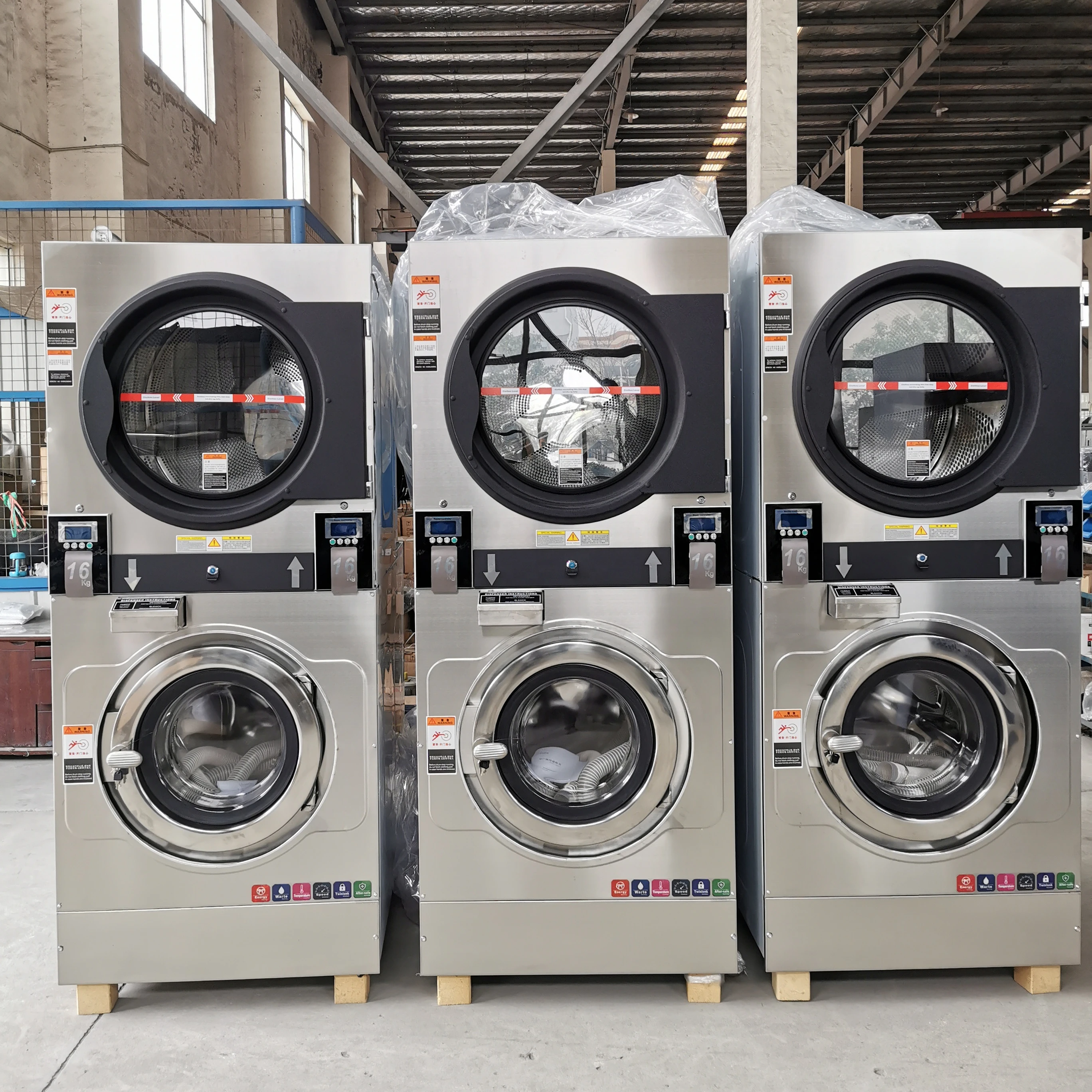 Coin Feed Washing Dryer Machine JInzhilai Commercial Laundry Equipment Stacked