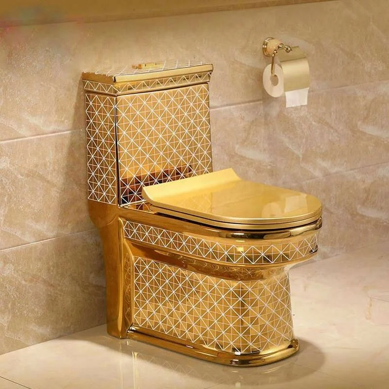 GX1008 Golden sanitary wares one piece gold plated ceramic toilet wc luxury royal colored bathroom