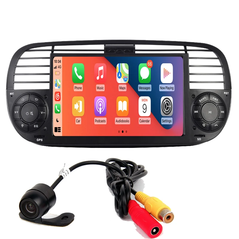 Автомобильный dvd-плеер на платформе Android 11 черного цвета для fiat 500 радио GPS DPS WIFI 3G Управление рулевым колесом Canbus задняя камера