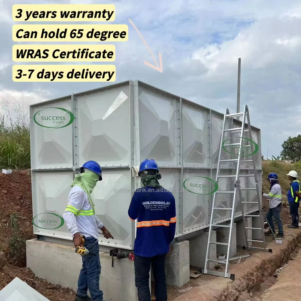 GRP Sectional Water Tanks Panel Machine Water Tanker 5000lt Fiber Glass 50000 Gallon Large Water Tank