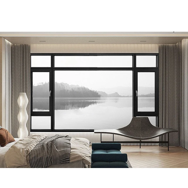 Factory direct broken bridge aluminum doors and windows casement large glass panoramic floor windows