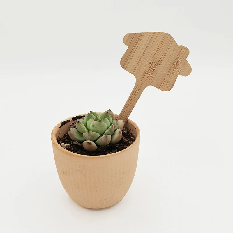 Custom Garden Label Bamboo Wood Laser Cutting Tag Bamboo Material Eco Bamboo Plant Tag Cute Plant Tags Garden Markers