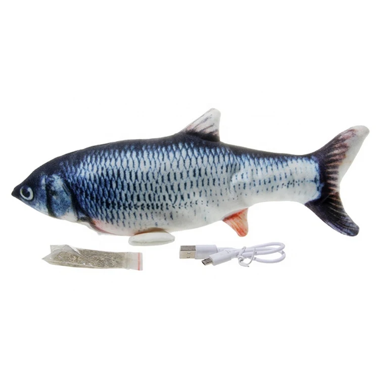 Factory Wholesale Magic Plush 3d Simulation Interactive Usb Charging Dancing Electric Floppy Fish Toy For Cat