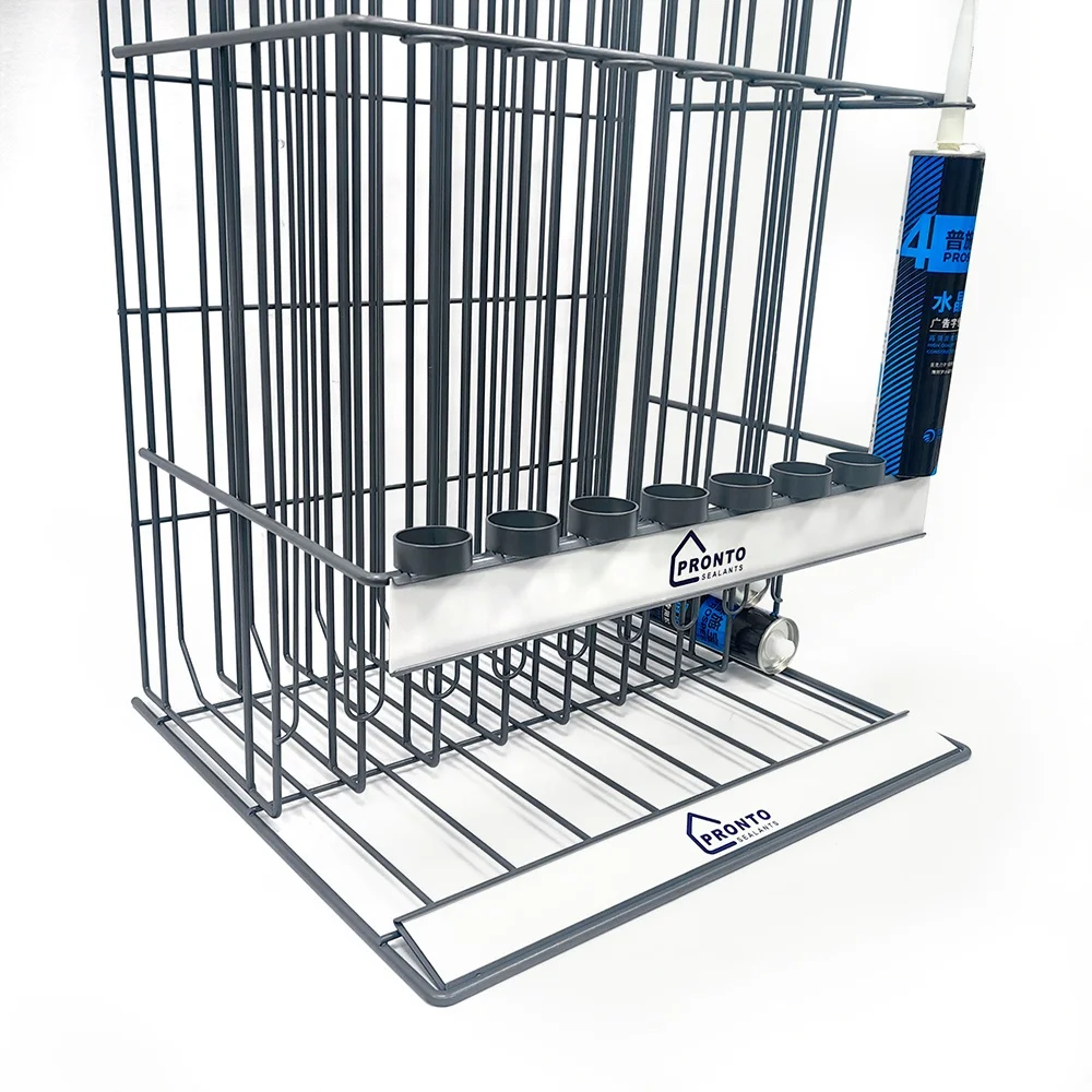 Retail Counter Top Display Rack Metal Wire Silicone Sealant Binder Glass Cement Glue Rack Cartridge Dispenser Stand