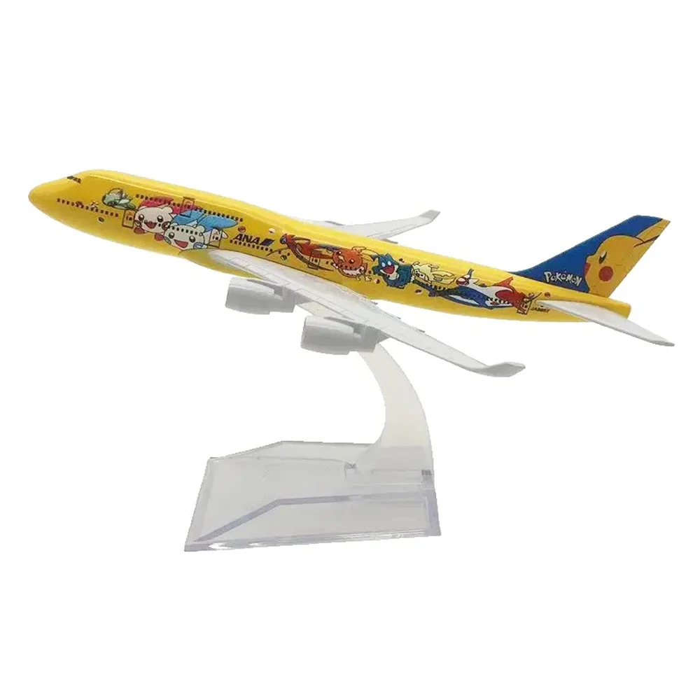 16cm 747 Alloy Aircraft Pikachu Japanese Planes Toys Pickup 747 Alloy Aircraft Model Passenger Aircraft with Landing Gear