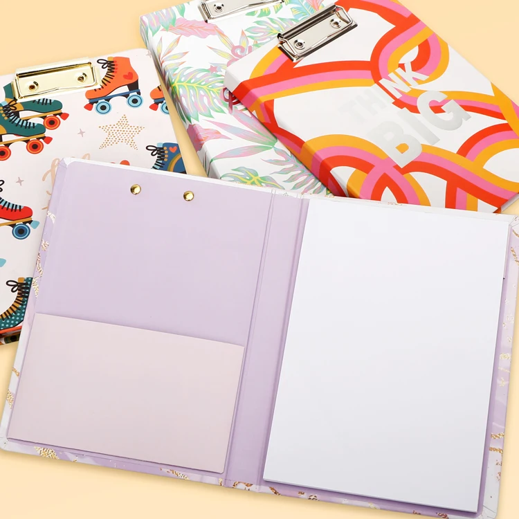 A5 Multifunctional File Holder with Storage Foldable Nursing Clipboard with Metal Clip include memo pad
