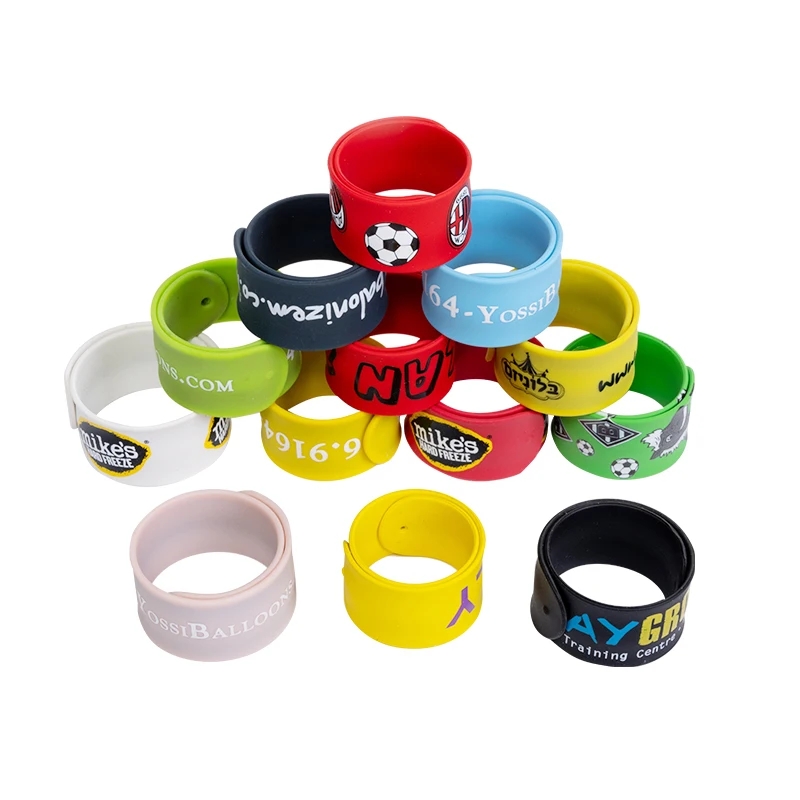 Custom Silicone Slap Bracelet Rubber Clap Circle Wrist Snap Band With Logo Slap Bracelets Ruler Custom Slap Bracelet