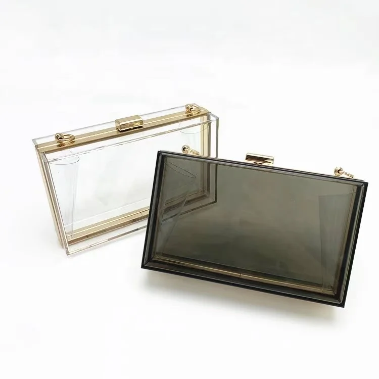
Transparent Acrylic Clutch Bag Clear Crossbody Evening Chain Box Purse Handbag 