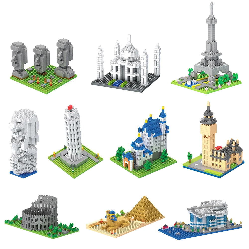 8406-8409 Mini World Famous Buildings Model Nano Blocks Creation Gifts Micro Building Block Sets Children Educational Toys Kids