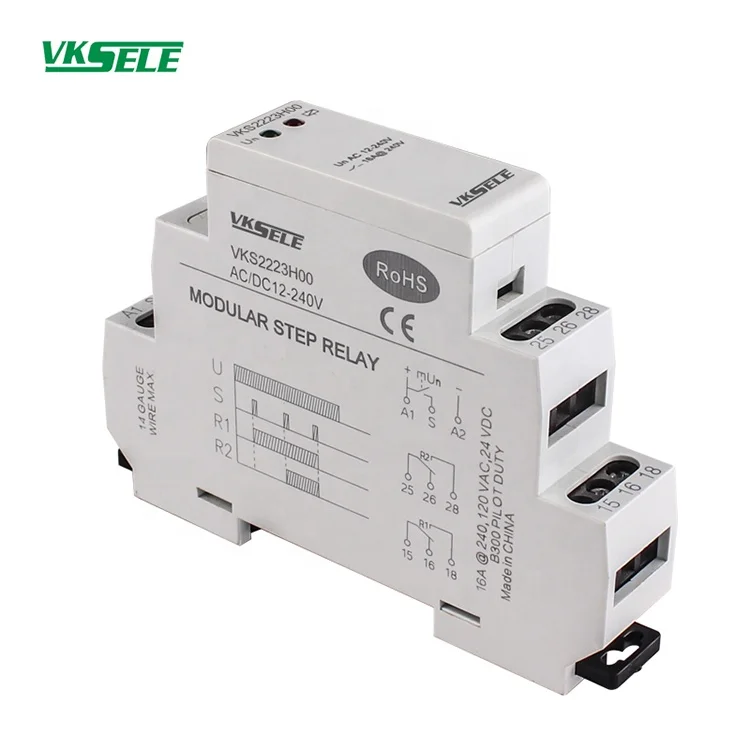 Mounted relay VKS2223H00 Din rail  5A bistable relay AC/DC 12V to 240VTimer delay