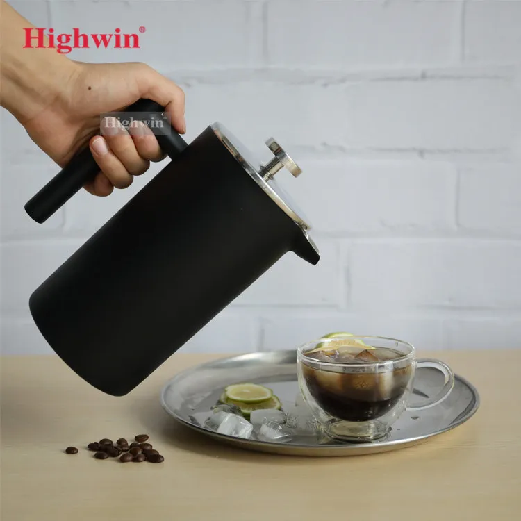 Black Color French Press Travel Coffee Press Stainless Steel French Coffee Press