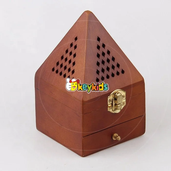 Wholesale cheap antique pyramid design wood incense holder / incense burner W02A258