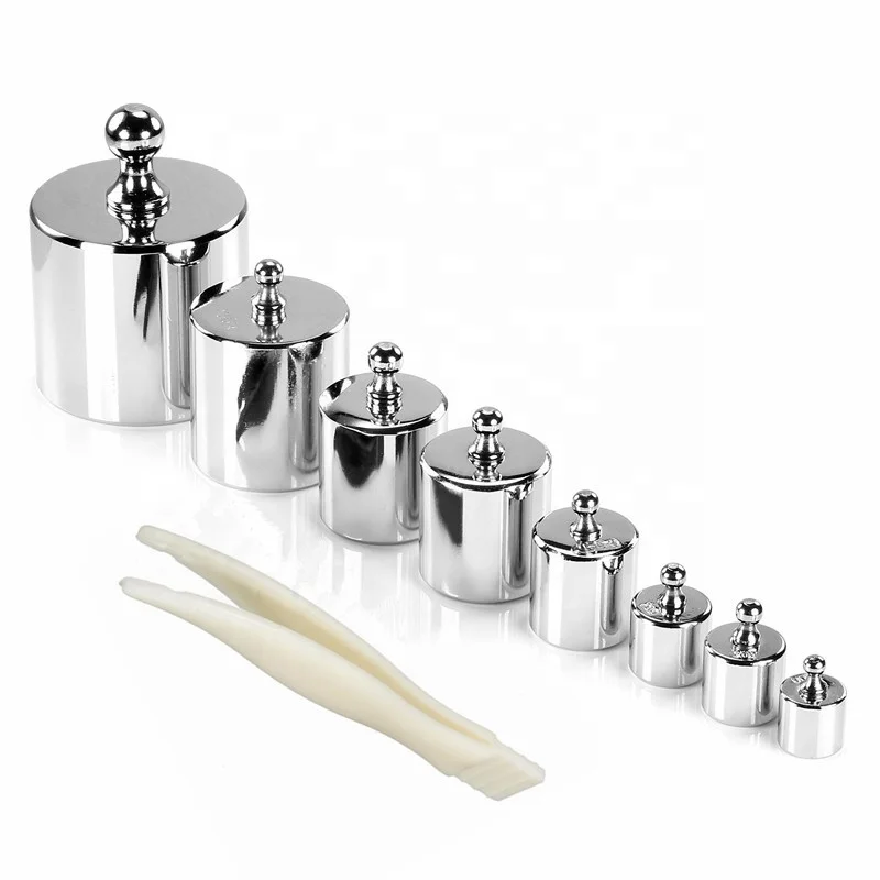 8 Pieces 1kg Steel Chrome Plated Calibration Weight Set Case Tweezers for Digital Jewellery Scale Science Lab