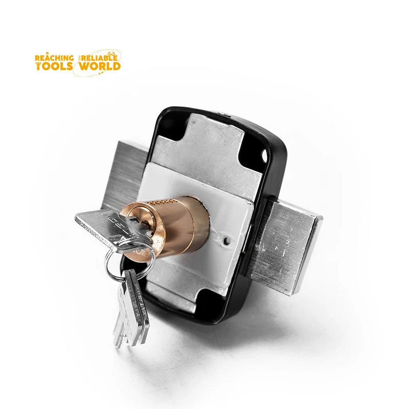 DingQi South America Wooden Door Brass Cylinder Double Unlock Door Rim Lock