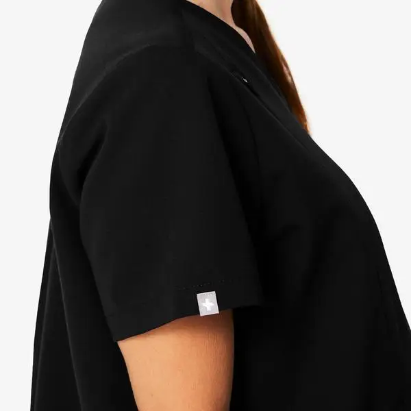 
V- neck Wholesale Black Color Skin-friendly Easy-care Women Nurse Uniform Maternity Design Scrubs 