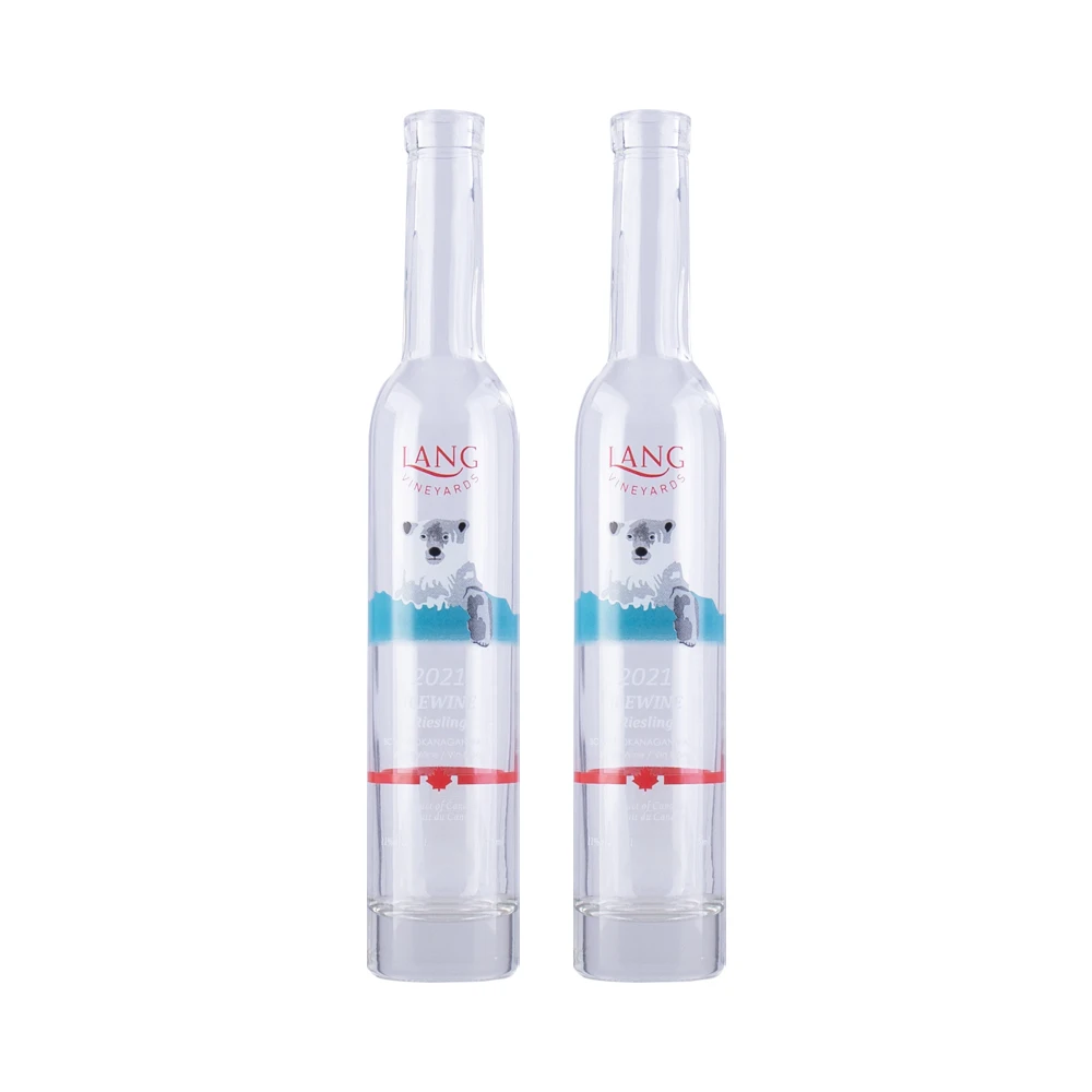 Hot sale logo customized 375ml extra flint frosted gin whisky vodka tequila glass bottle with cork