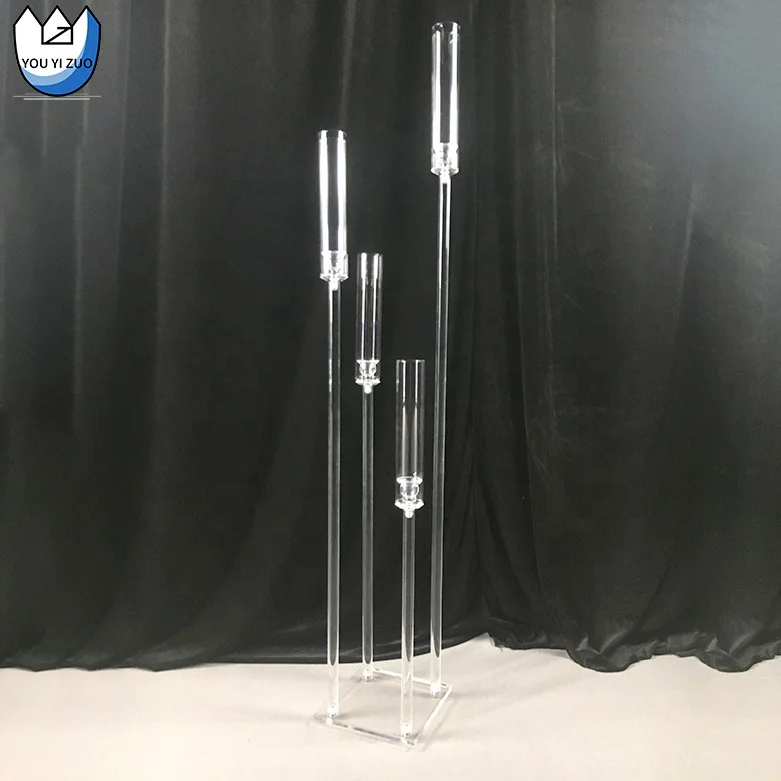 YYZ Crystal Gold Candle Stand Display Electronic Candelabra Centerpieces Stand Candle Cylinder Candle Holders For Restaurant