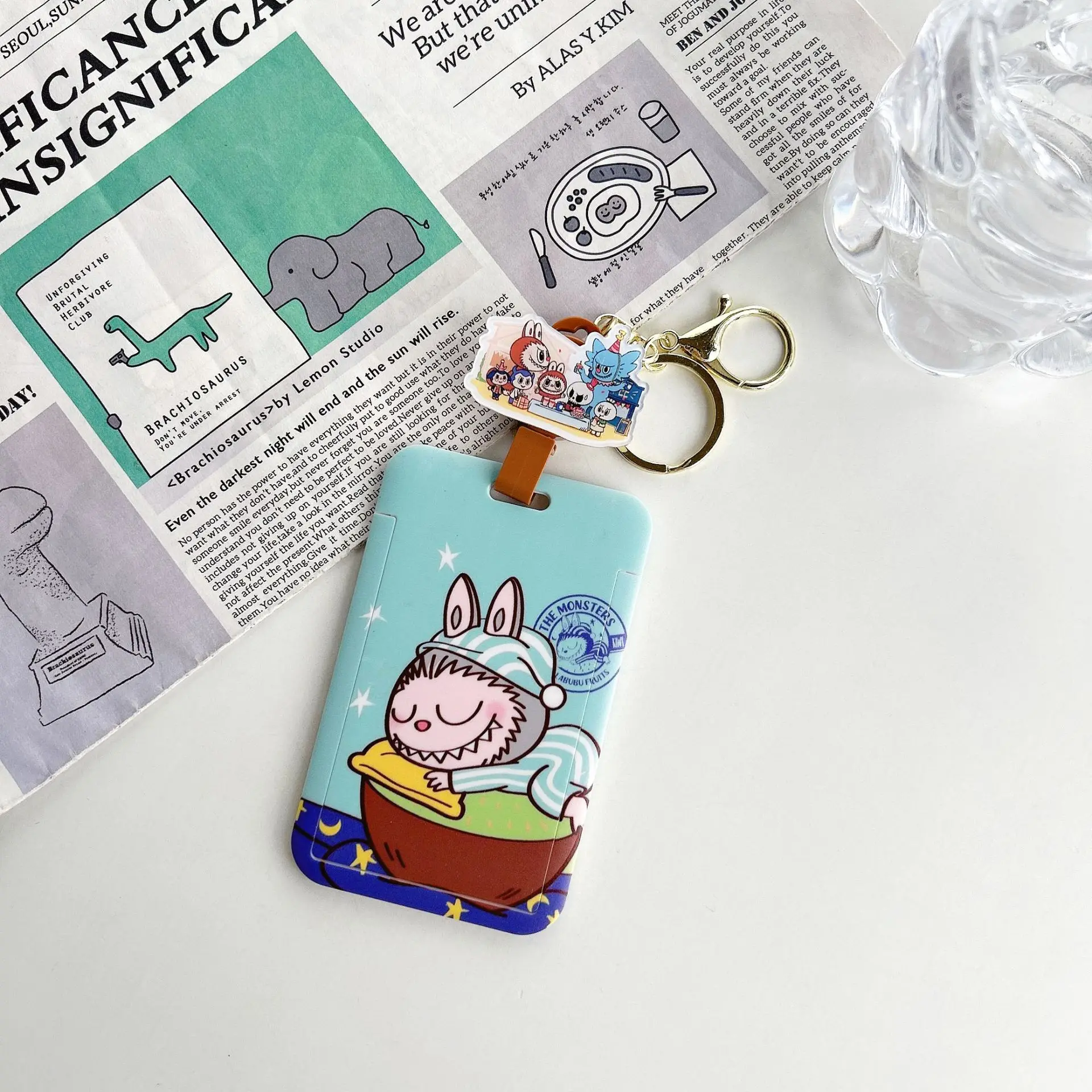Labubu Lanyard карта для воды школьный автобус рисовая заводской доступ к метро держатель удостоверения личности брелок