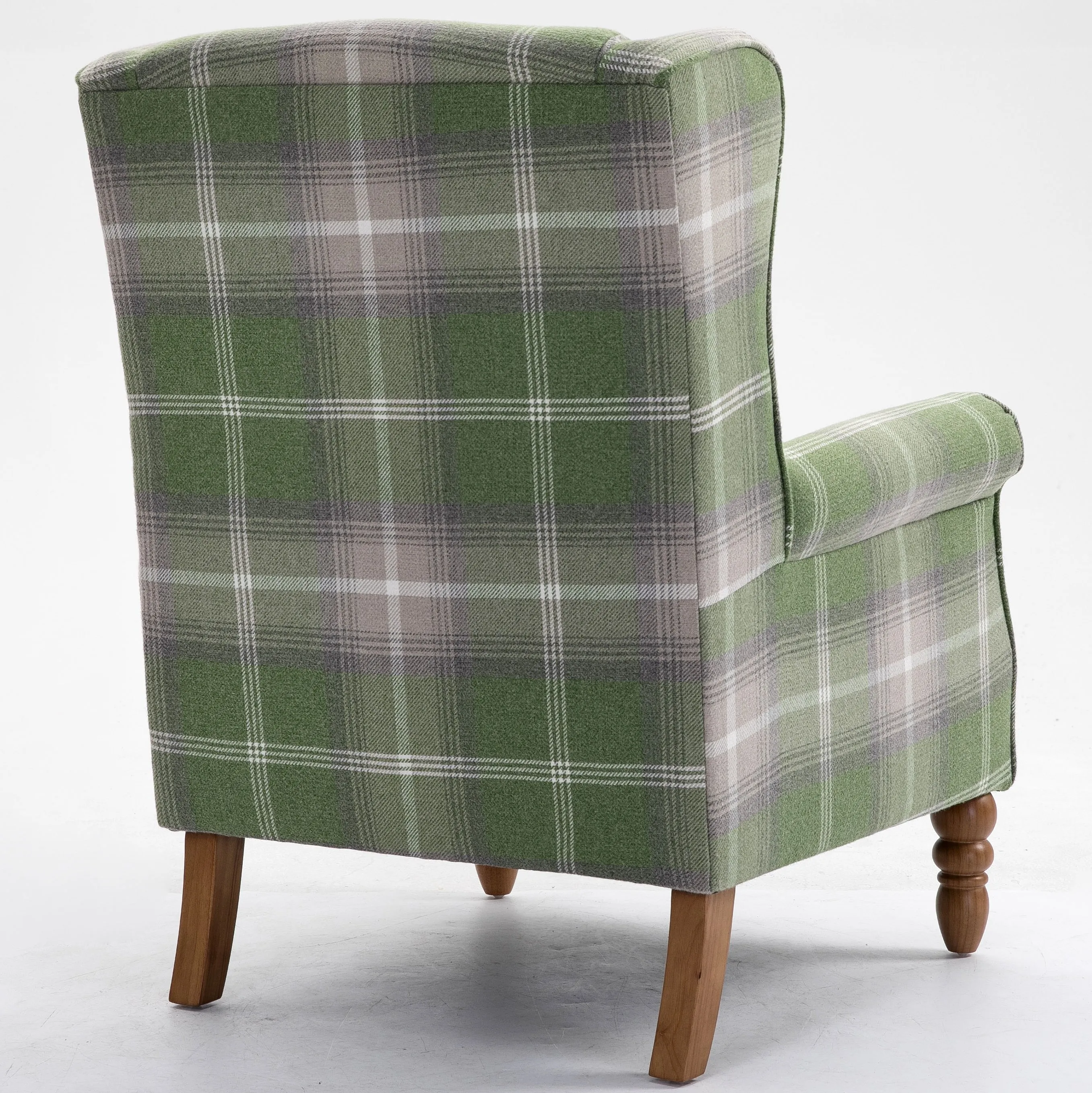 Классическое кресло из зеленой ткани с мягкими ножками из массива дерева для гостиной, стул с акцентом