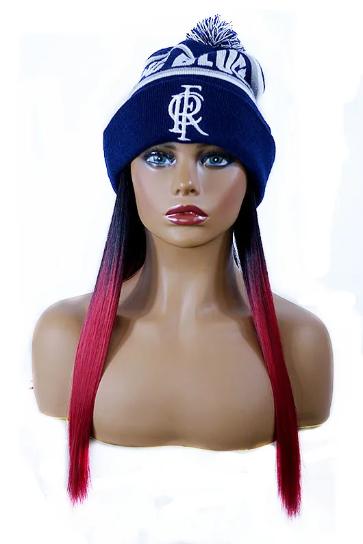Fashionable hat wig Long Straight High heat Synthetic hair wigs with hats