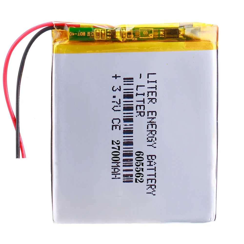 3.7V Polymer Lithium Battery 605562 2700mAh For Navigator GPS MP3 MP4 Ebook Speaker Camera