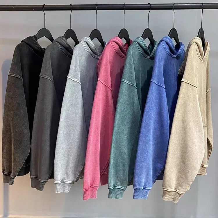 Custom streetwear fleece pullover vintage washed skull rhinestone heat transfer hoodie sweatshirt custom rhinestone clothing