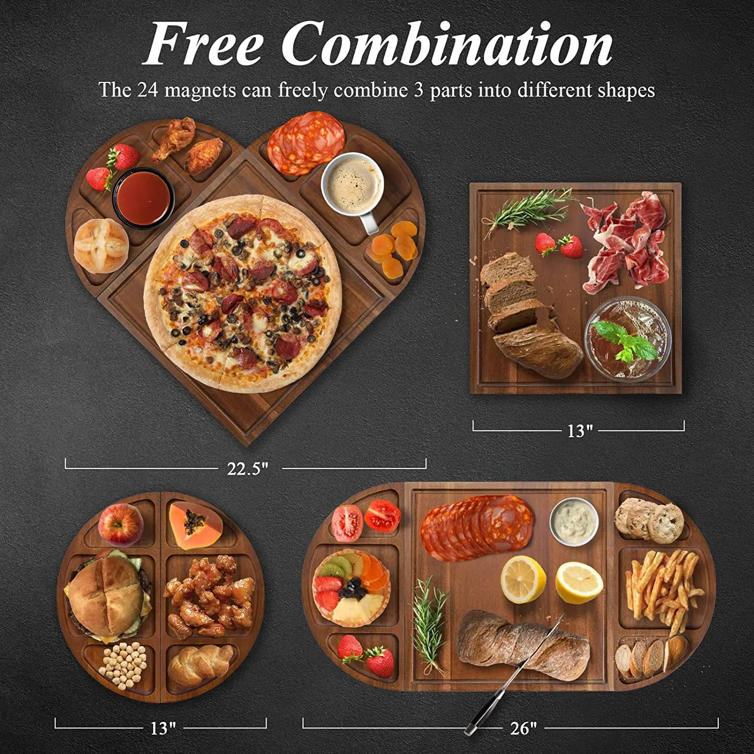 Большая доска для заколок и сырная доска-3 части Уникальный длинный магнитный Набор-доска выпаса из акации