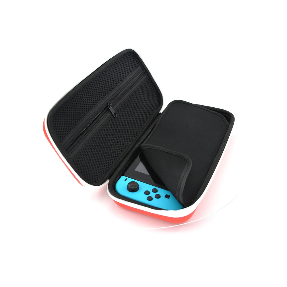 
Red Color PU Leather Large Size Switch EVA Bag White Zipper Closure Large Swtich Carry Bag 