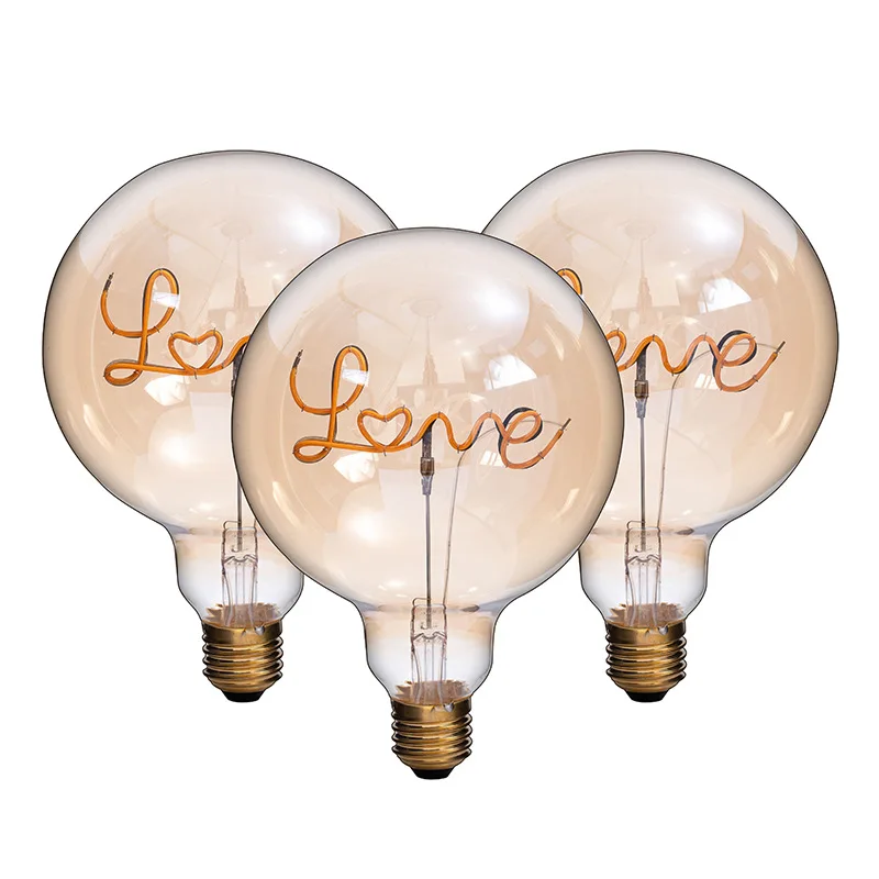 G125 LED Filament Bulb With Letter In The Bulb Customized E26 E27 LED Vintage Retro Edison Bulb for Decoration