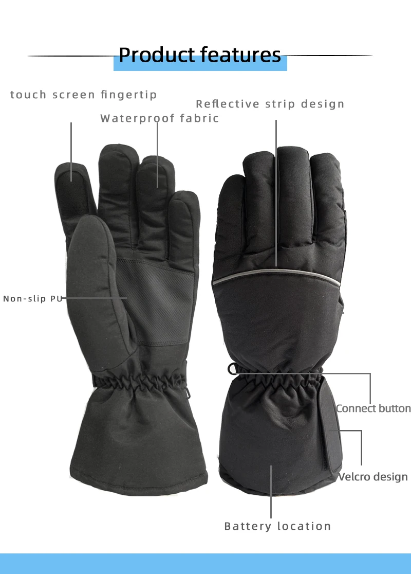 Одобренные CE уличные виды спорта низкая цена перезаряжаемые аккумуляторы перчатки с электрическим подогревом и сенсорным